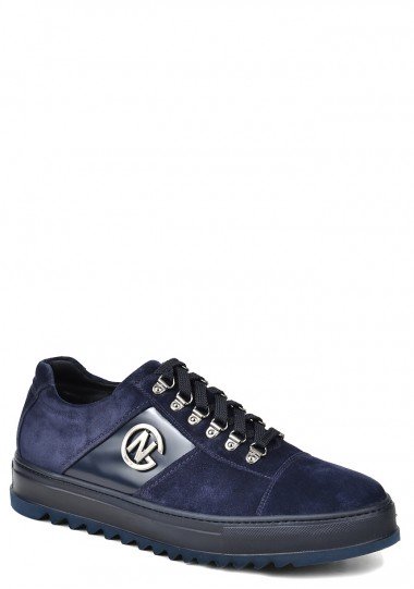 Итальянские мужские полуботинки GiamPieroNicola 16669 мех синий